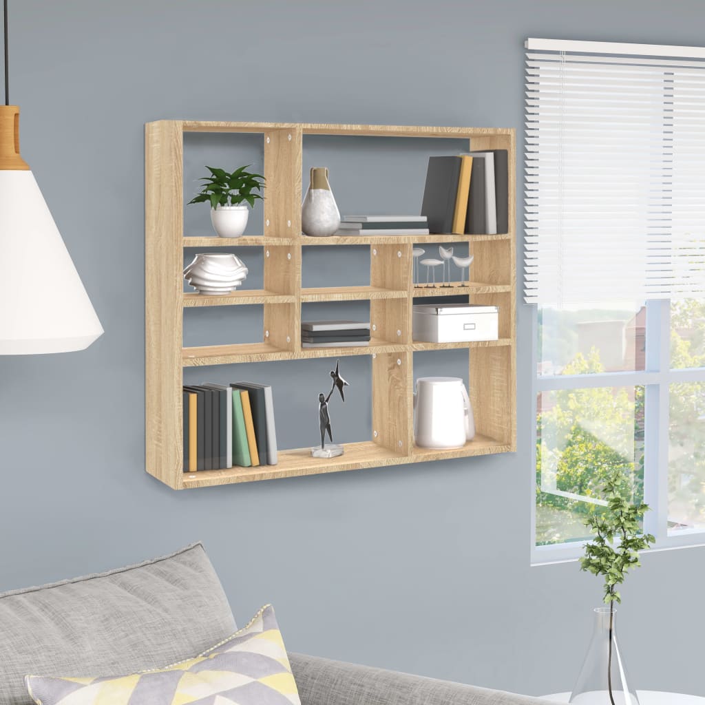 Berkfield Wall Shelf Sonoma Oak 90x16x78 cm Engineered Wood