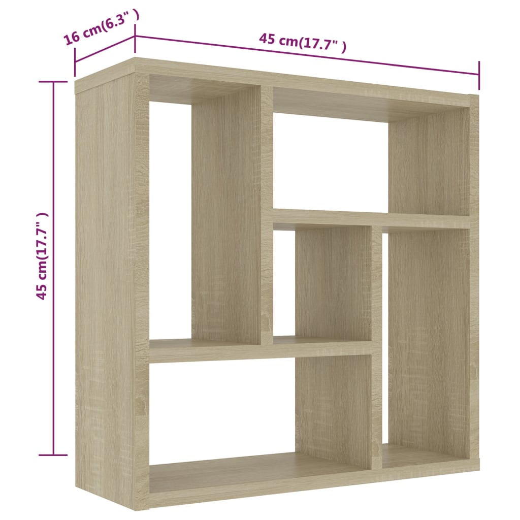 Berkfield Wall Shelf Sonoma Oak 45.1x16x45.1 cm Engineered Wood