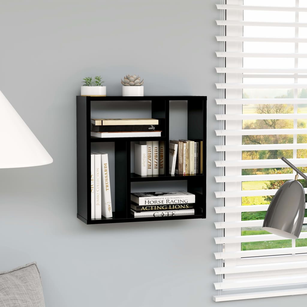 Berkfield Wall Shelf High Gloss Black 45.1x16x45.1 cm Engineered Wood