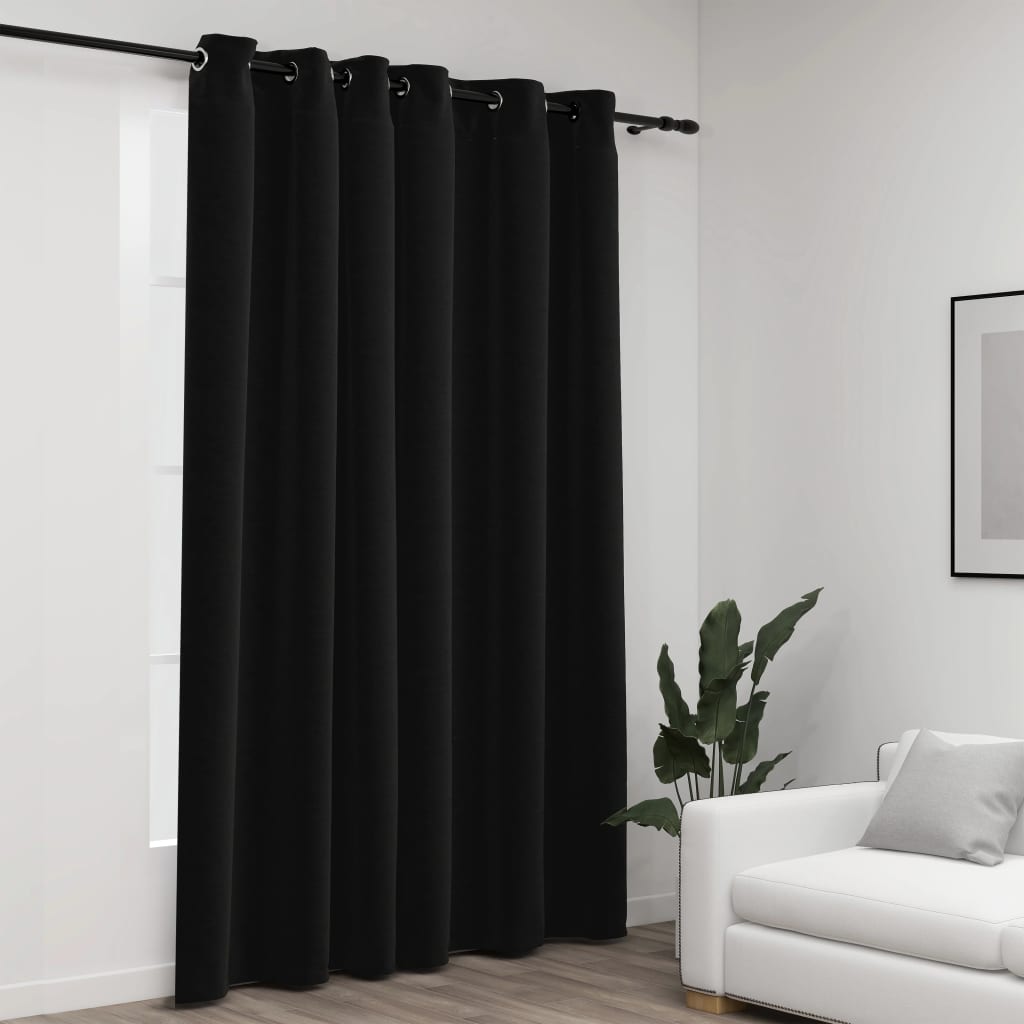 Berkfield Linen-Look Blackout Curtains with Gromments Anthracite 290x245cm