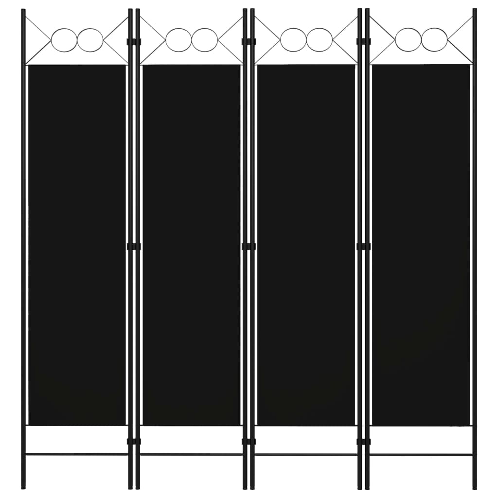 Berkfield 4-Panel Room Divider Black 160x180 cm