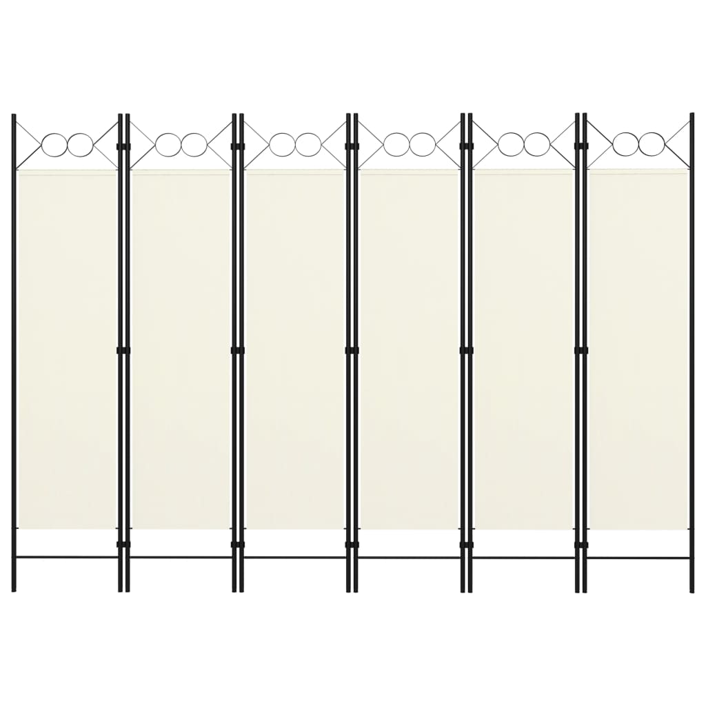 Berkfield 6-Panel Room Divider Cream White 240x180 cm