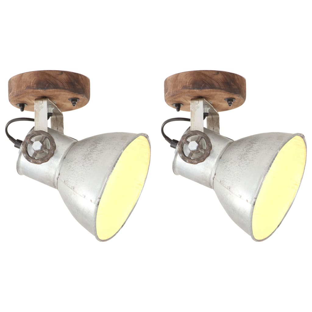 Berkfield Industrial Wall/Ceiling Lamps 2 pcs Silver 20x25 cm E27