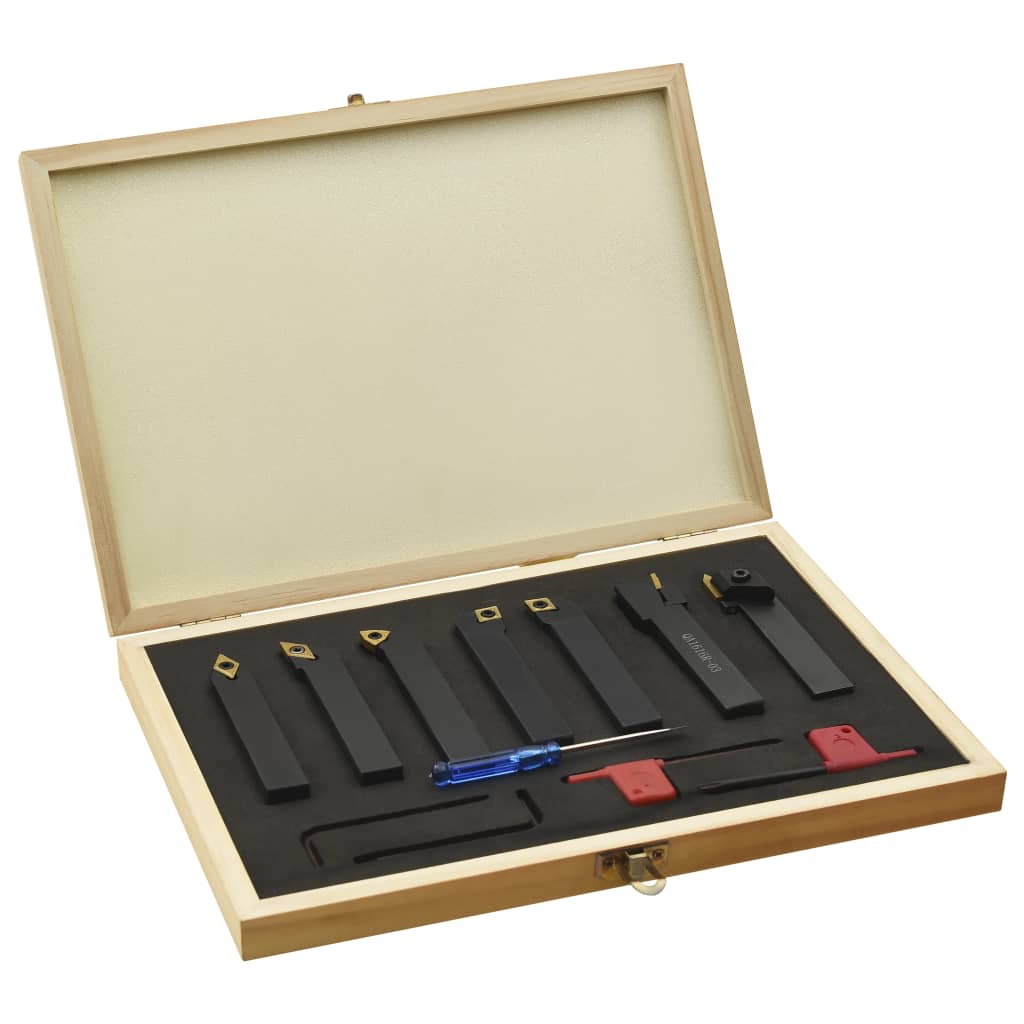 Berkfield 12 Pieces Indexable Turning Tool Set 16x16 mm 100 mm