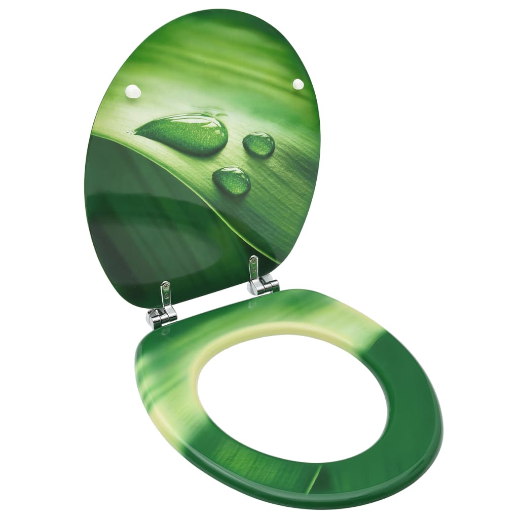 Berkfield WC Toilet Seat with Lid MDF Green Water Drop Design