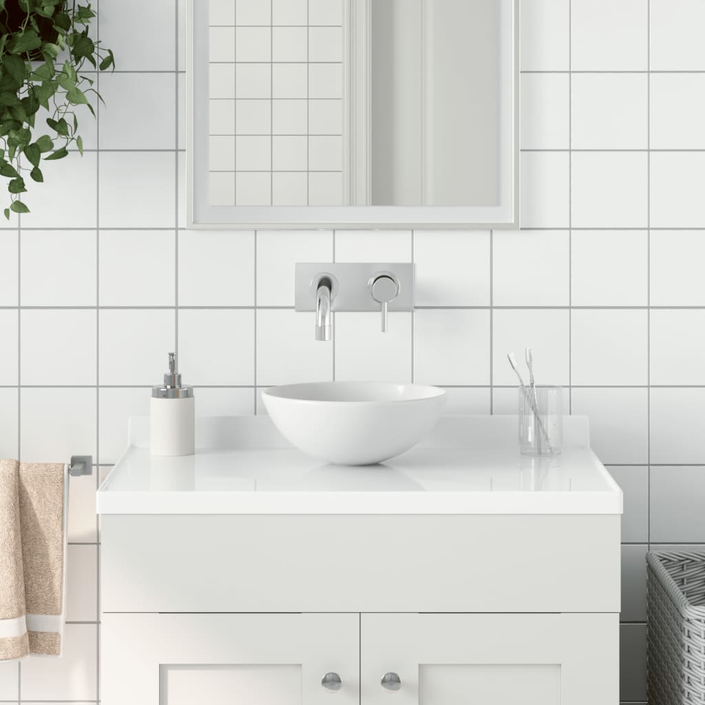 Berkfield Bathroom Sink Ceramic Matt White Round