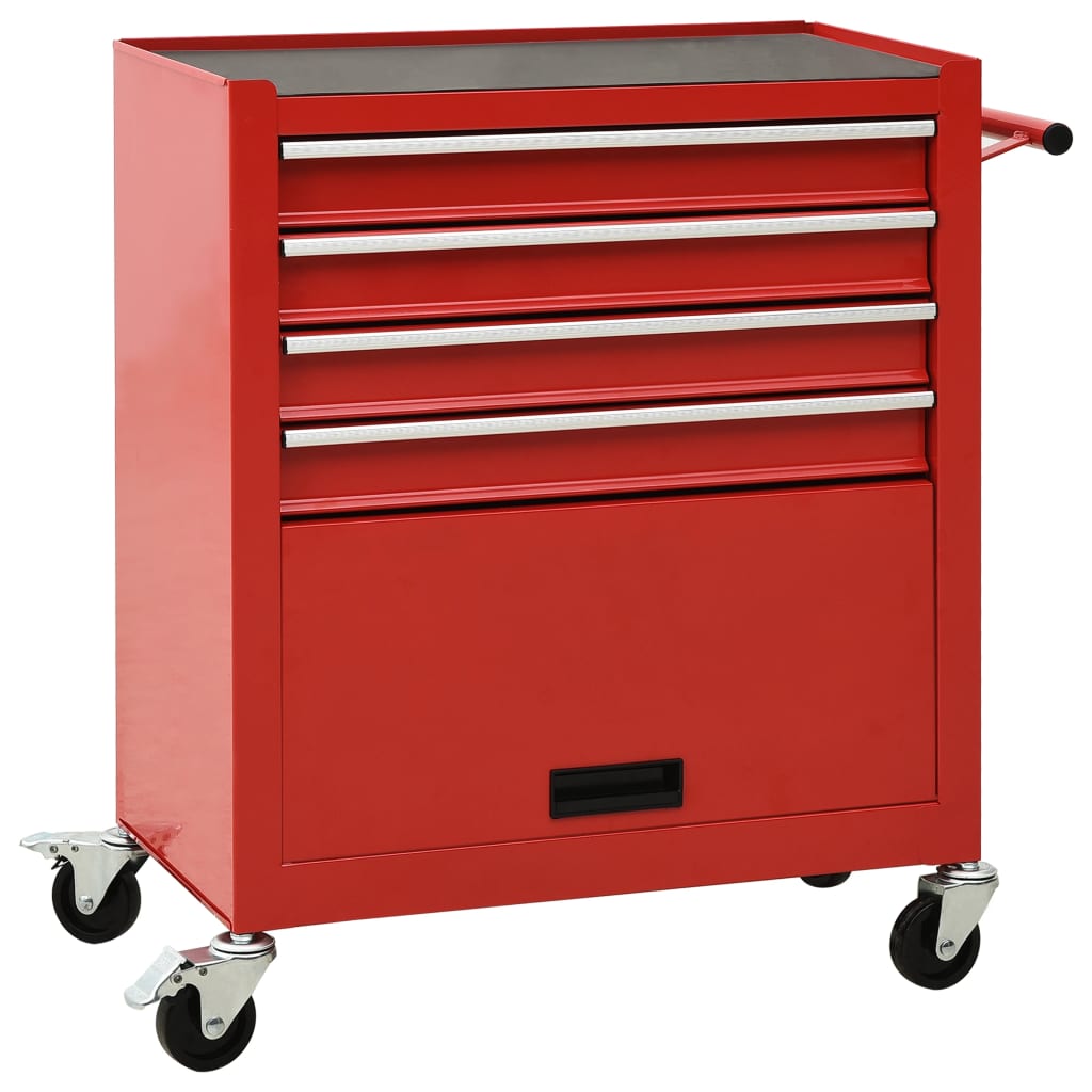 Berkfield Tool Trolley with 4 Drawers Steel Red