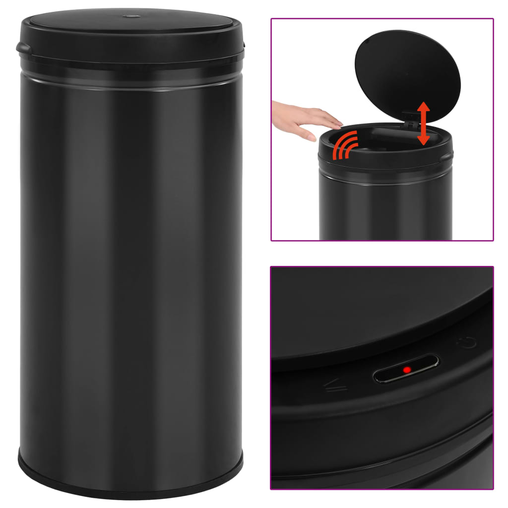 Berkfield Automatic Sensor Dustbin 70 L Carbon Steel Black
