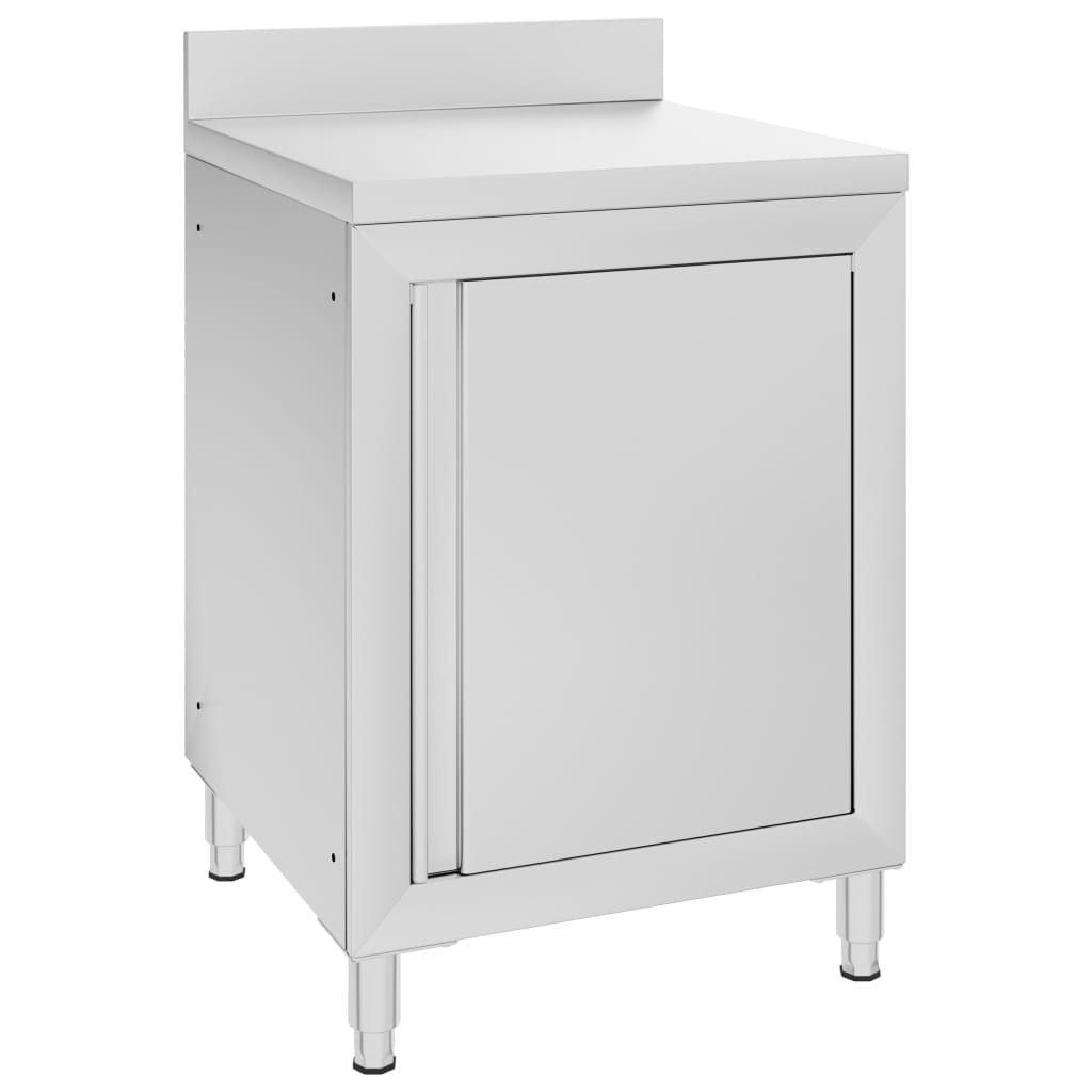 Berkfield Commercial Work Table with Cabinet 60x60x96 cm Stainless Steel