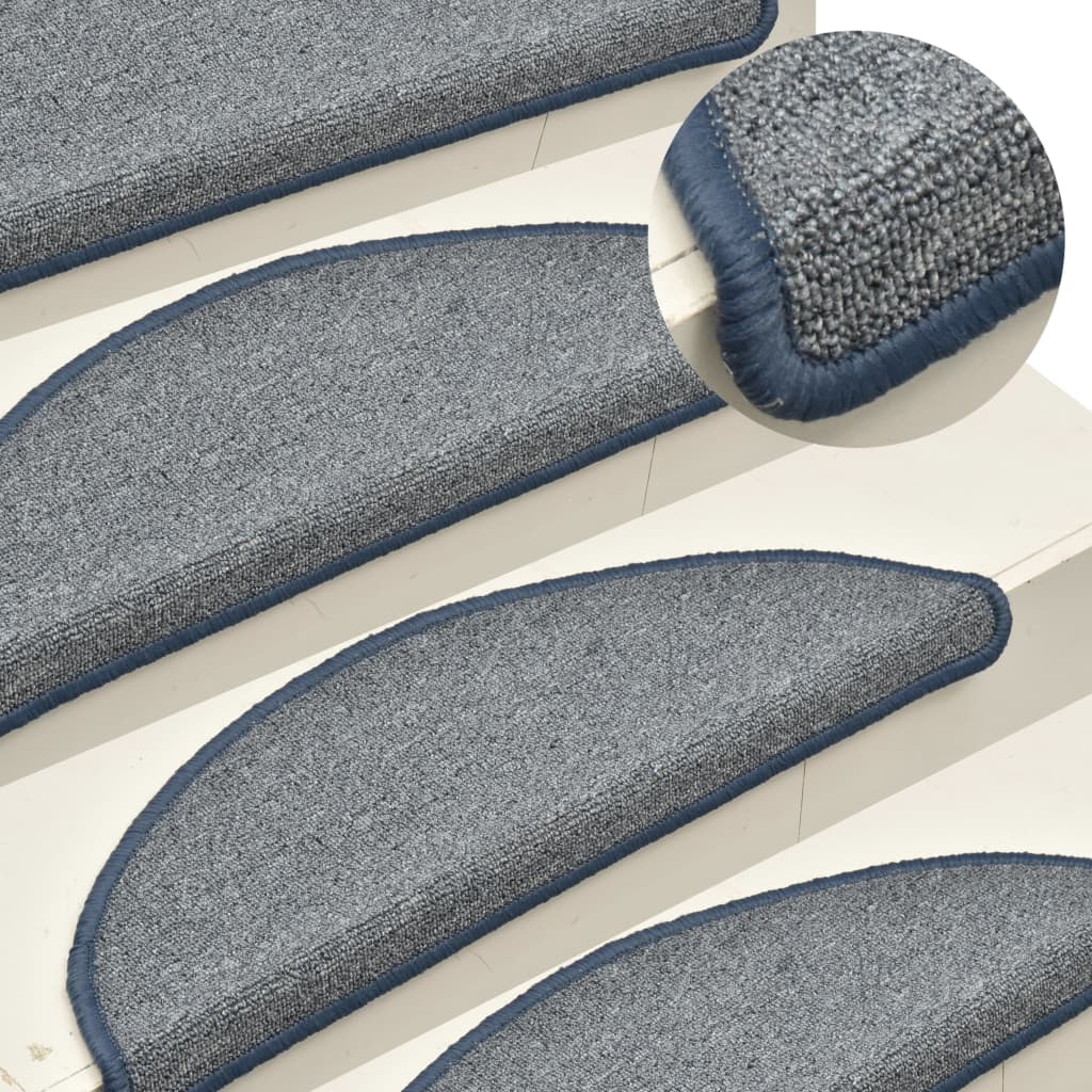 Berkfield Carpet Stair Treads 15 pcs Light Grey and Blue 56x17x3 cm