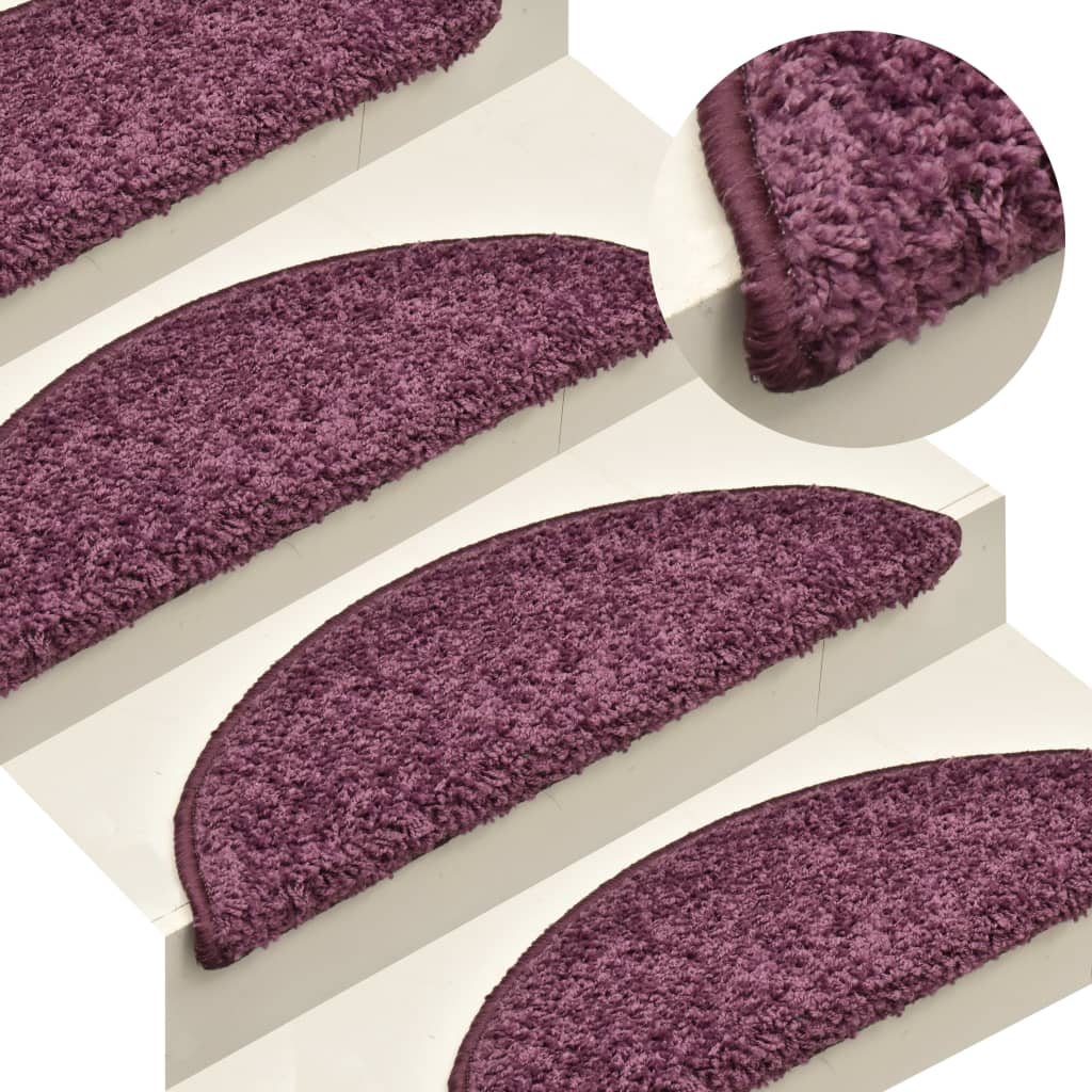Berkfield Carpet Stair Treads 15 pcs Dark Purple 56x17x3 cm