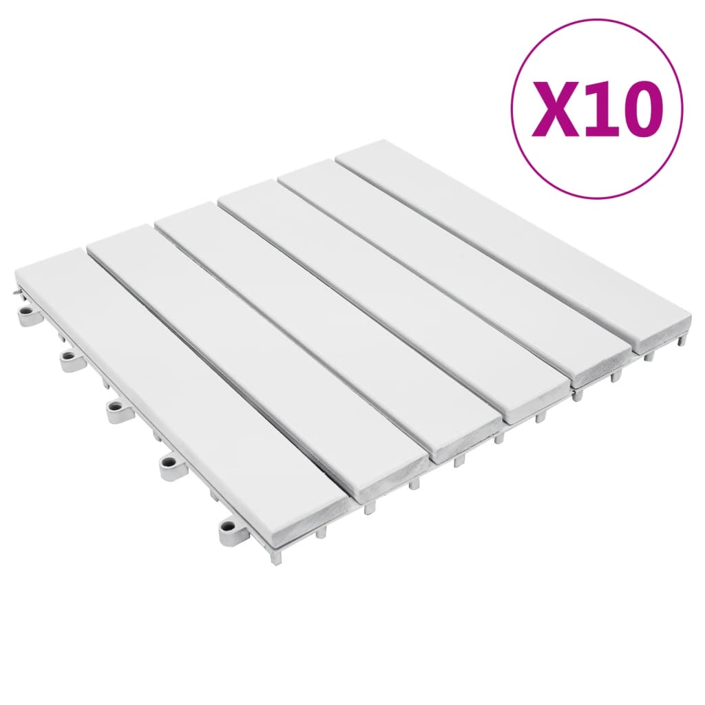 Berkfield Decking Tiles 10 pcs White 30x30 cm Solid Acacia Wood