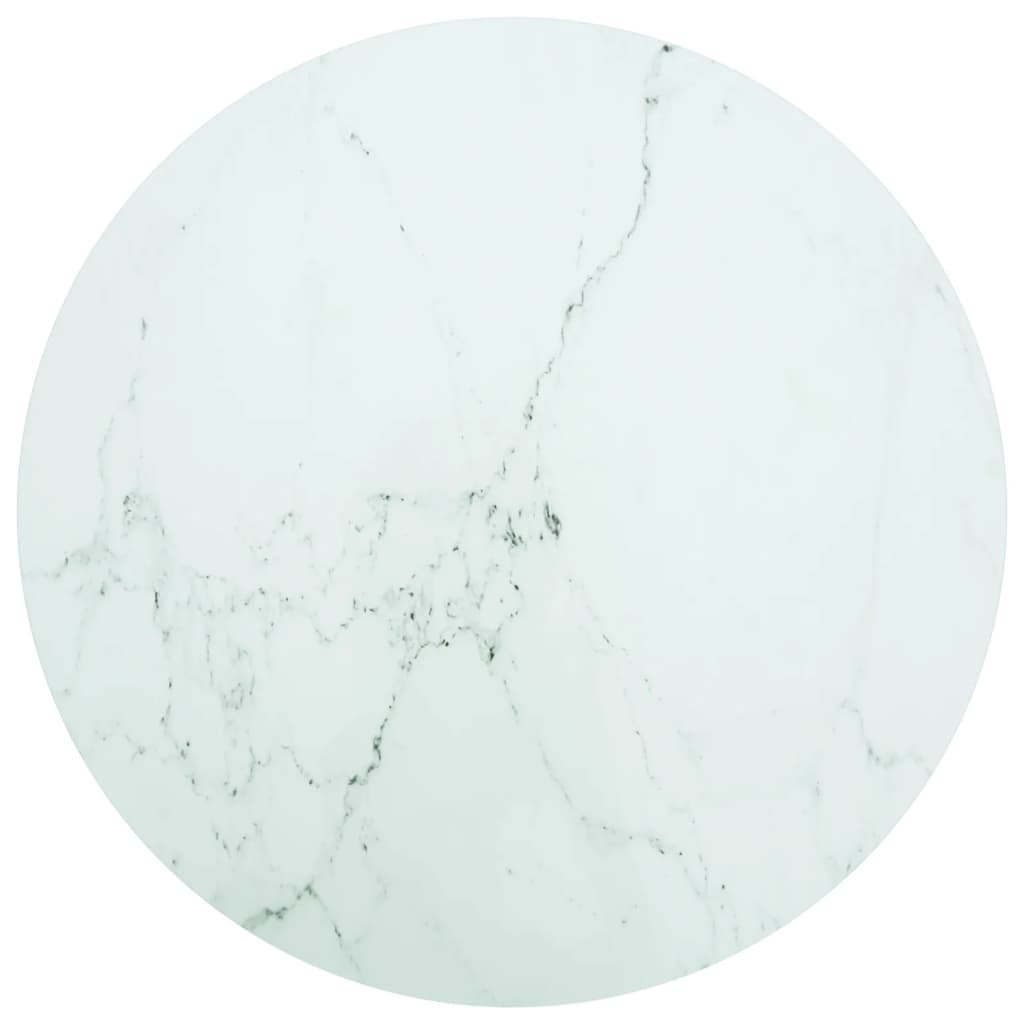 Berkfield Table Top White �_�”�_90x1 cm Tempered Glass with Marble Design