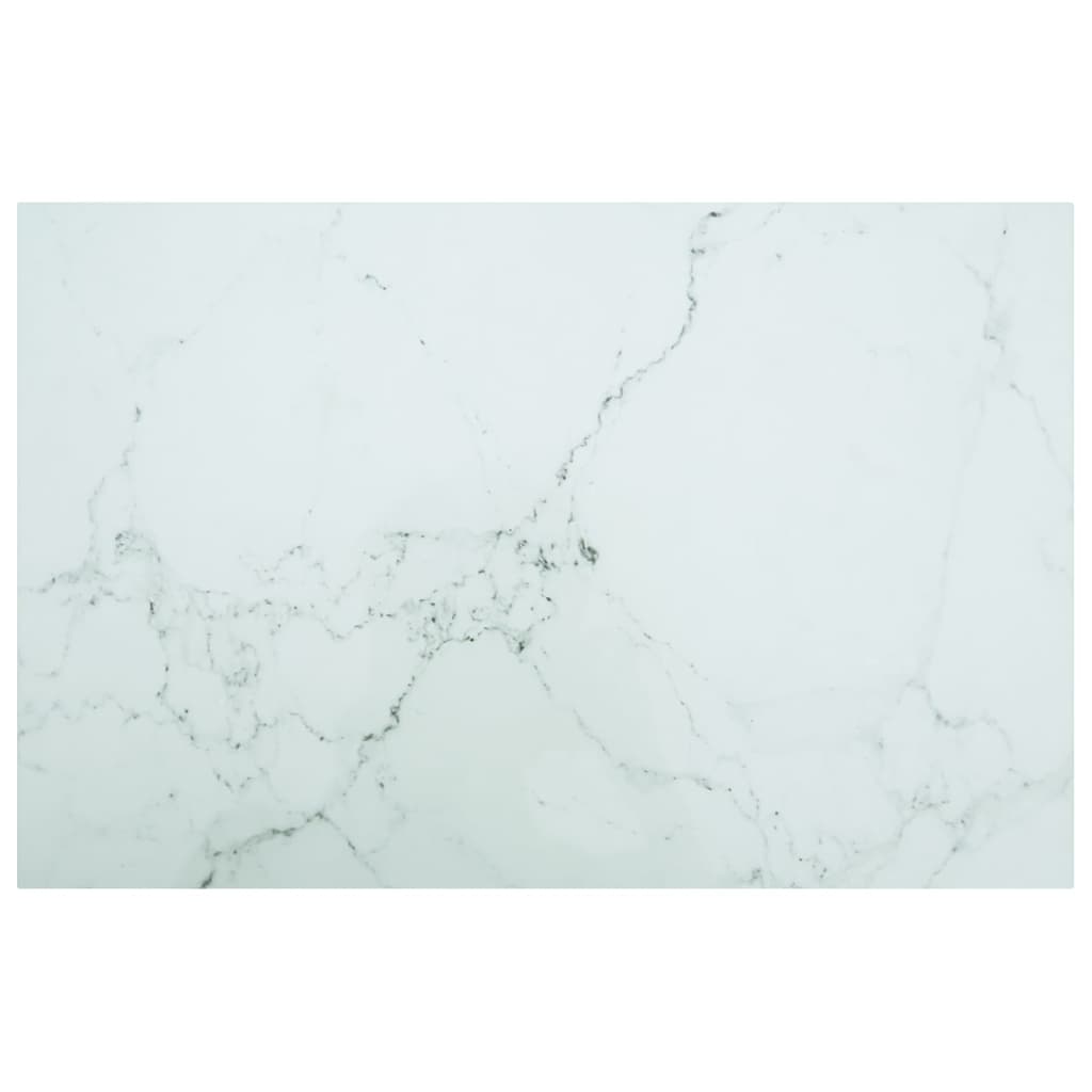 Berkfield Table Top White 100x62 cm 8mm Tempered Glass with Marble Design