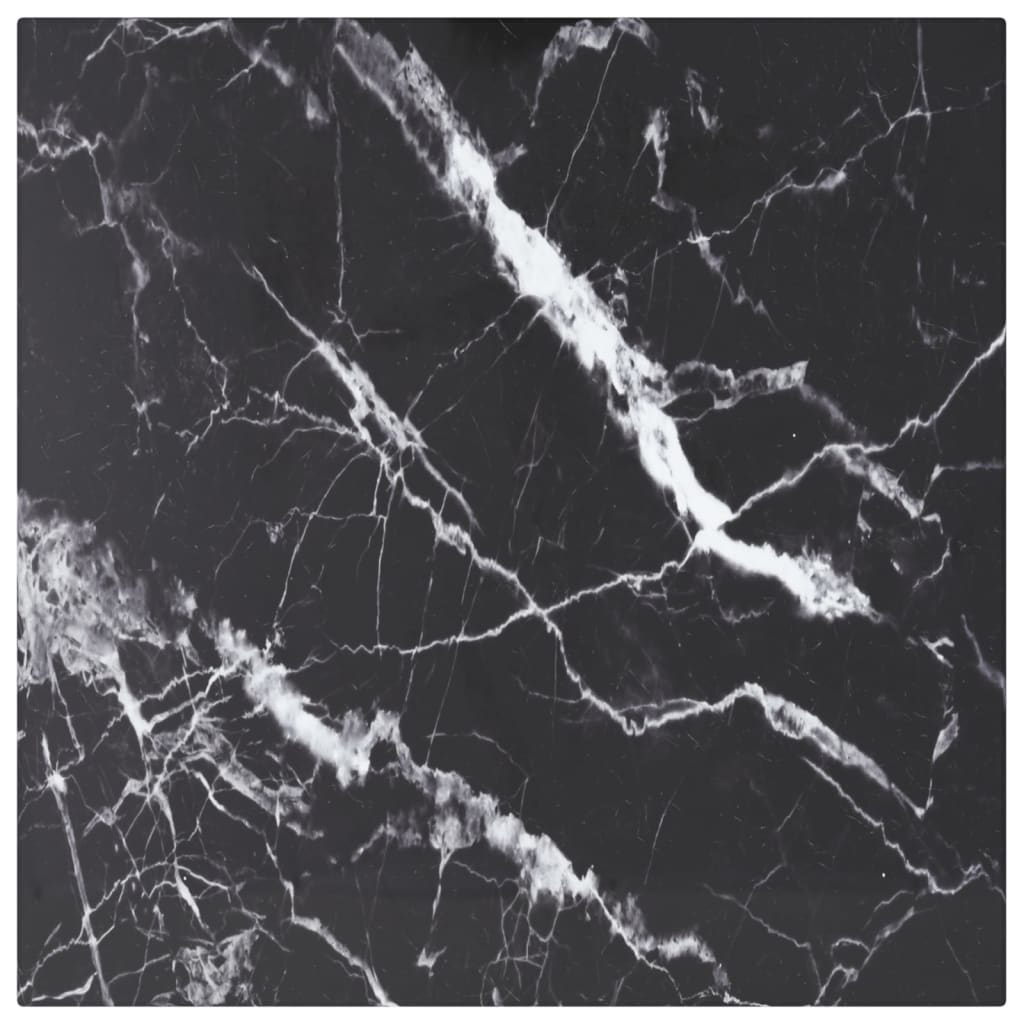 Berkfield Table Top Black 40x40 cm 6 mm Tempered Glass with Marble Design