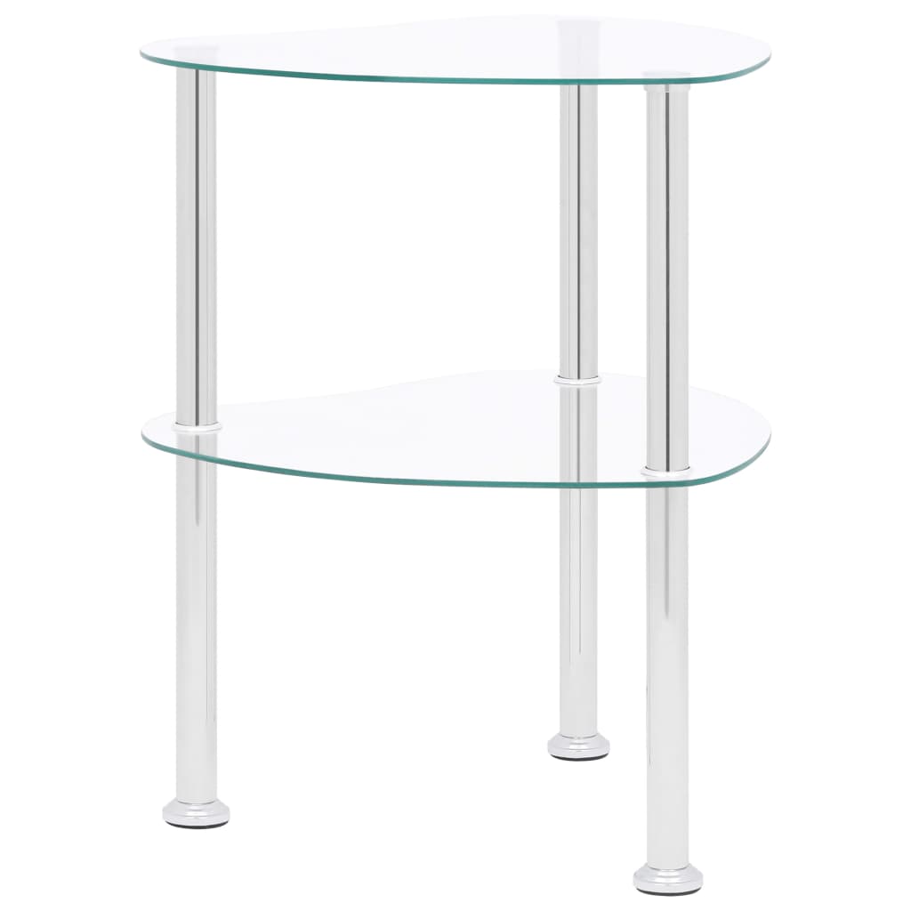 Berkfield 2-Tier Side Table Transparent 38x38x50 cm Tempered Glass