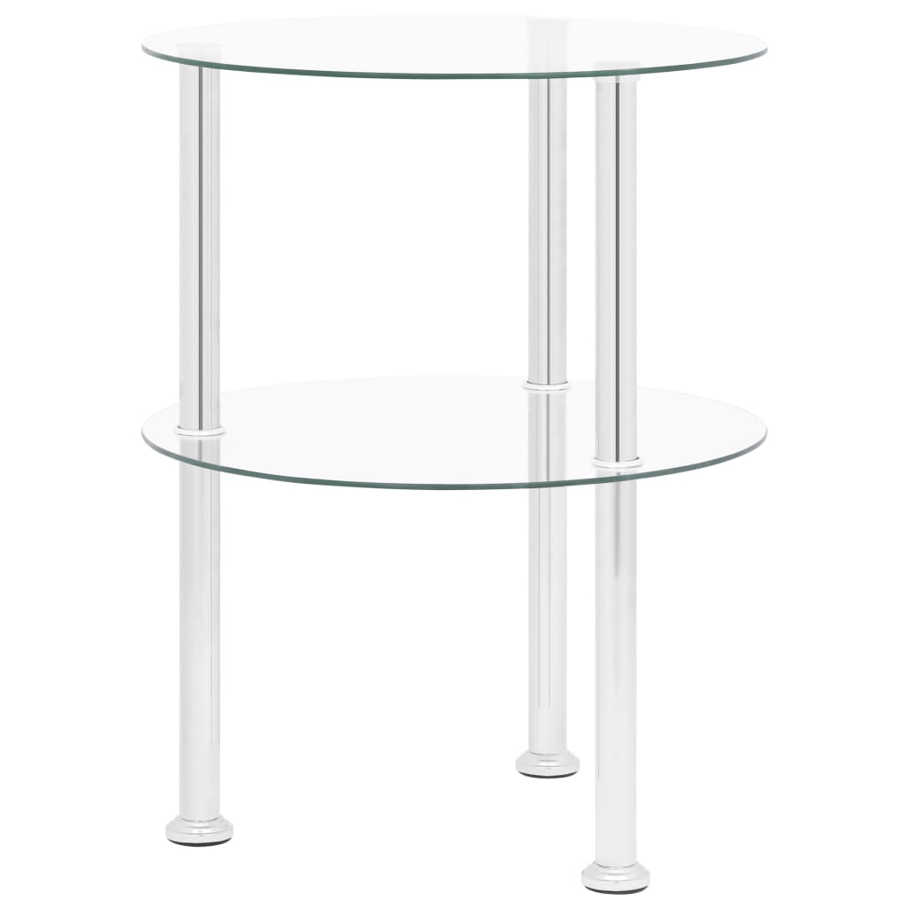 Berkfield 2-Tier Side Table Transparent 38 cm Tempered Glass