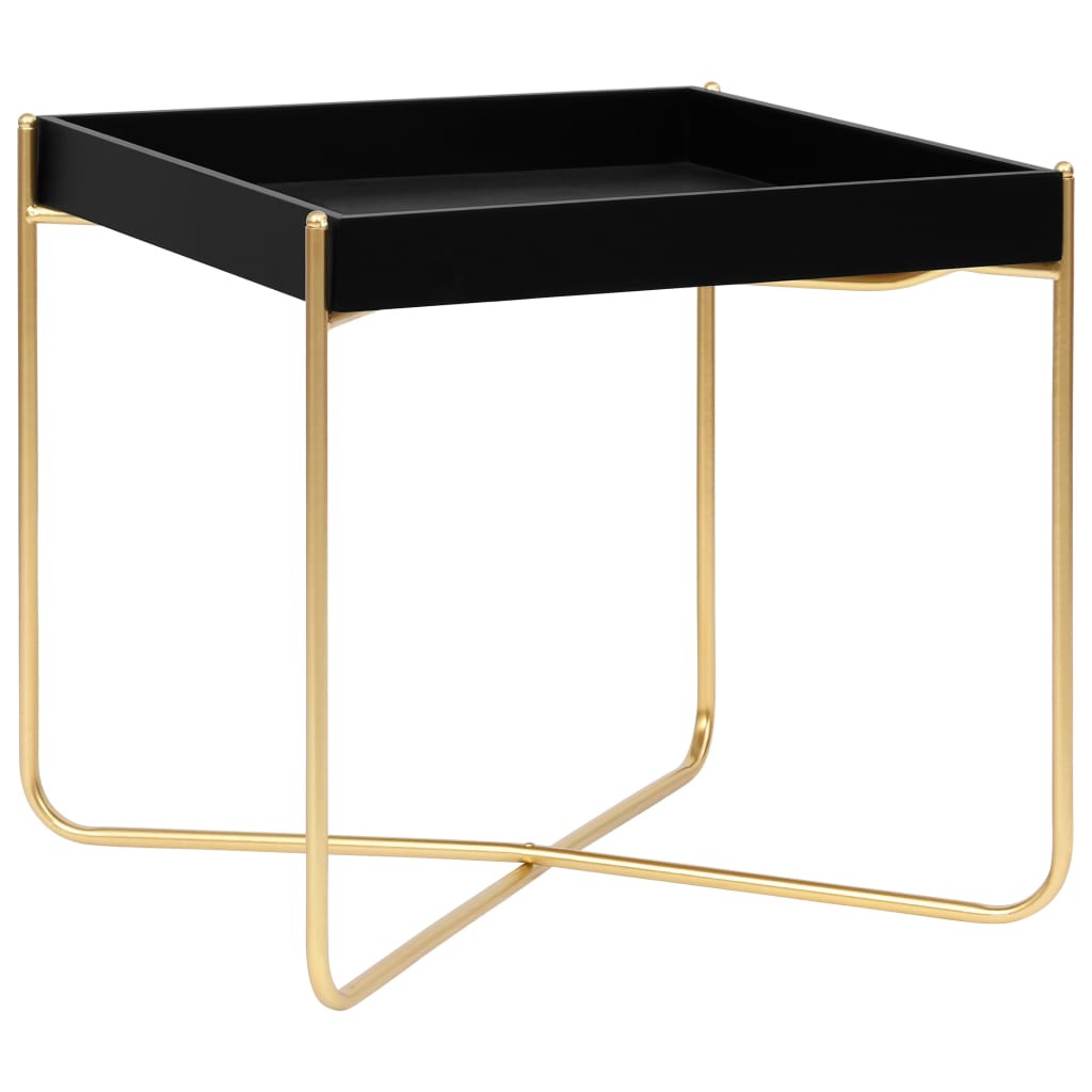 Berkfield Side Table Black and Gold 38x38x38.5 cm MDF