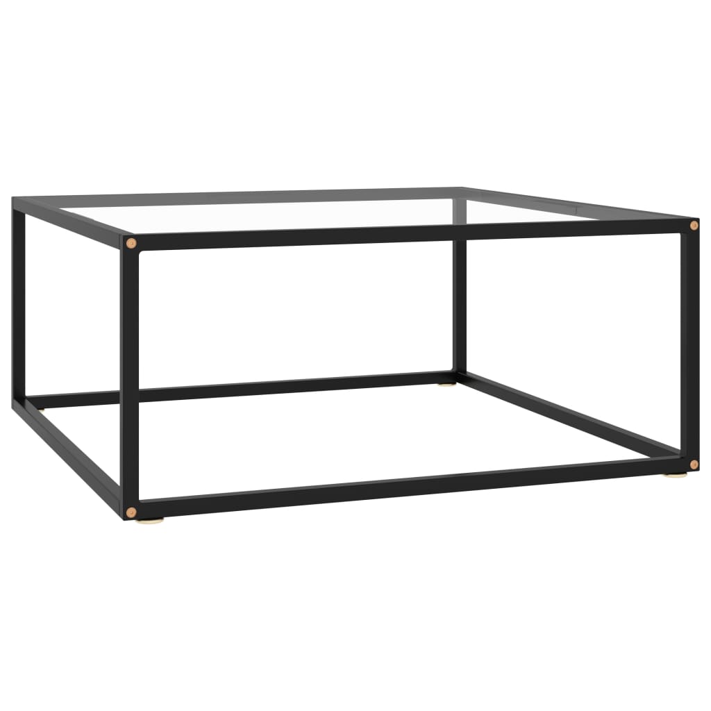 Berkfield Coffee Table Black with Tempered Glass 80x80x35 cm