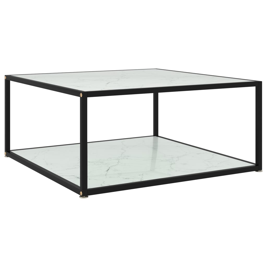 Berkfield Coffee Table White 80x80x35 cm Tempered Glass