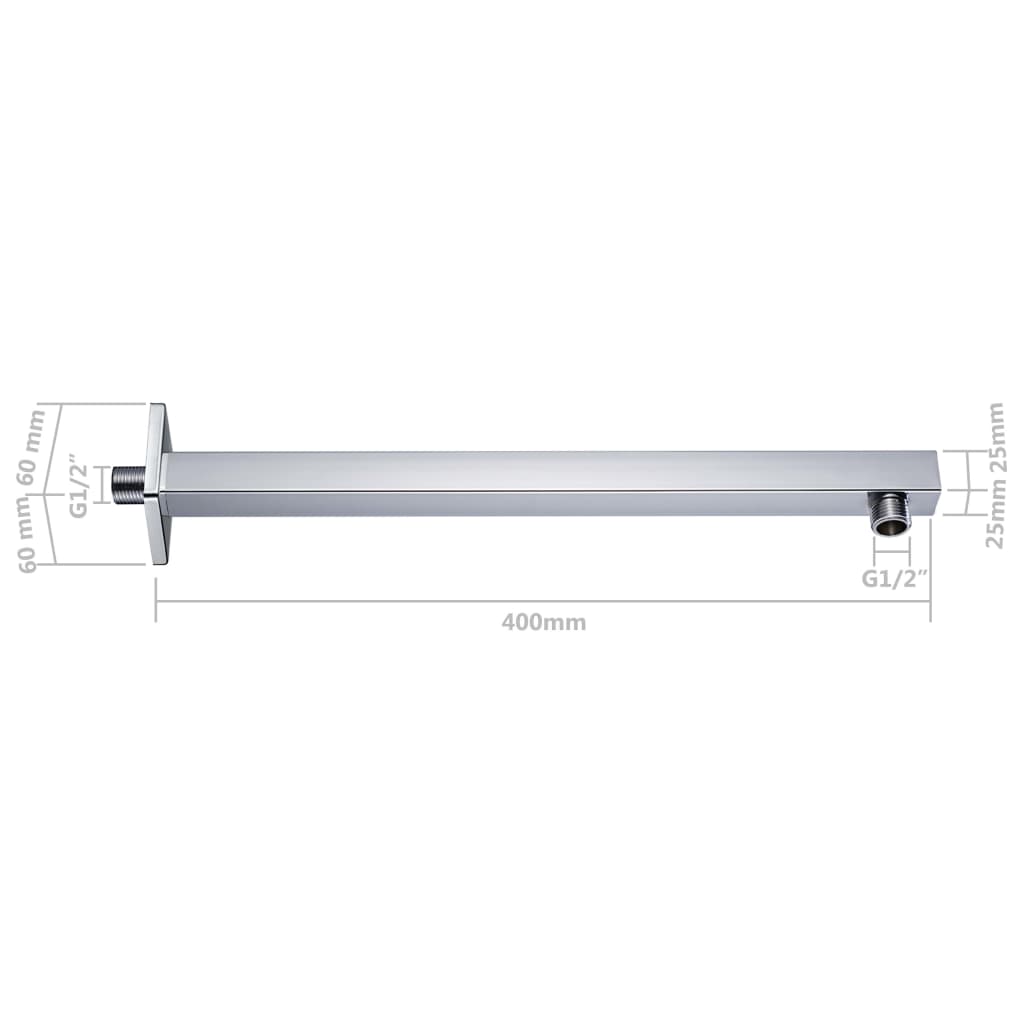 Berkfield Shower Support Arm Square Stainless Steel 201 Silver 40 cm
