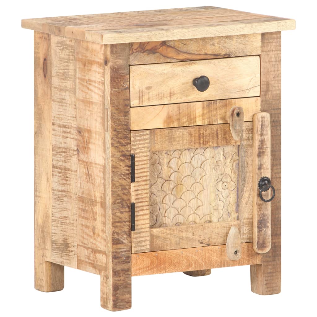 Berkfield Bedside Cabinet 40x30x50 cm Rough Mango Wood