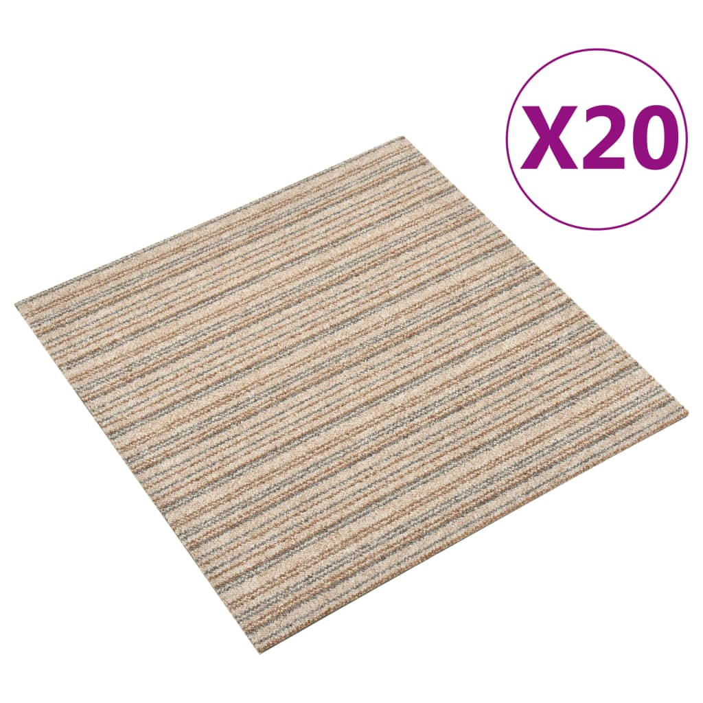Berkfield Carpet Floor Tiles 20 pcs 5 m�__ 50x50 cm Striped Beige