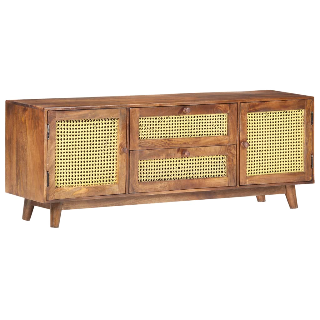 Berkfield TV Cabinet 124x29x45 cm Solid Mango Wood