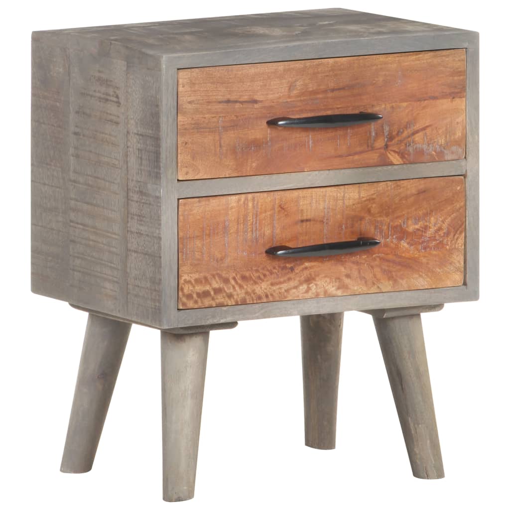 Berkfield Bedside Cabinet Grey 40x30x50 cm Solid Rough Mango Wood