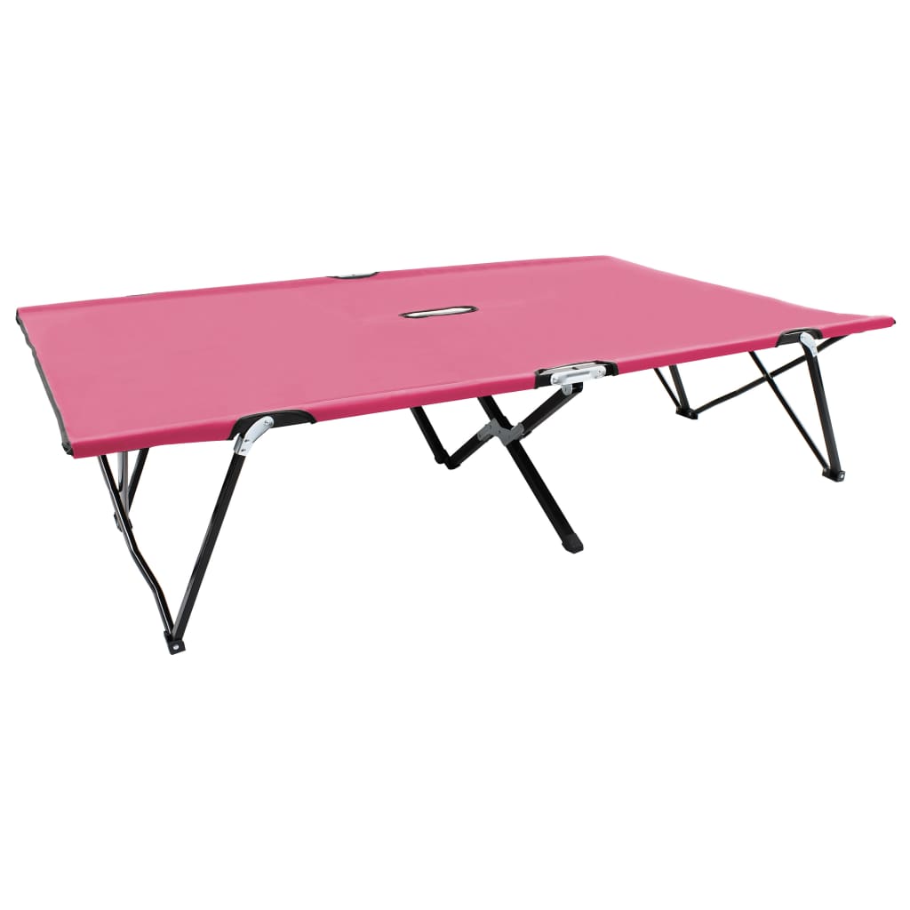 Berkfield Two Person Folding Sun Lounger Pink Steel