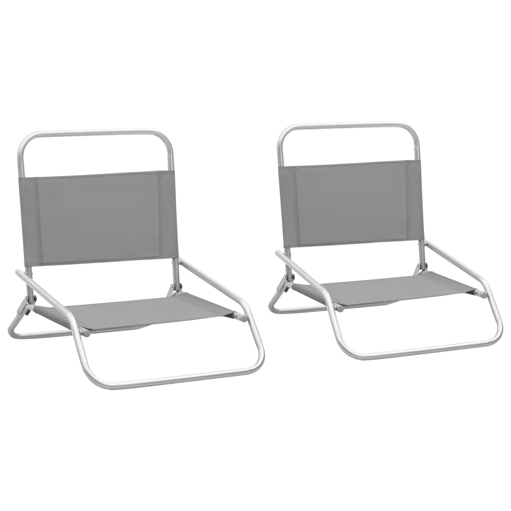 Berkfield Folding Beach Chairs 2 pcs Grey Fabric