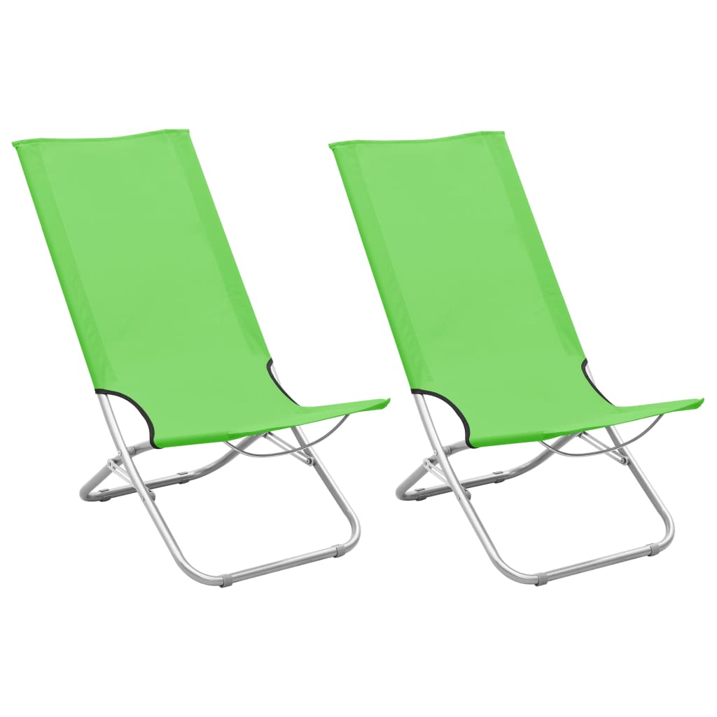 Berkfield Folding Beach Chairs 2 pcs Green Fabric
