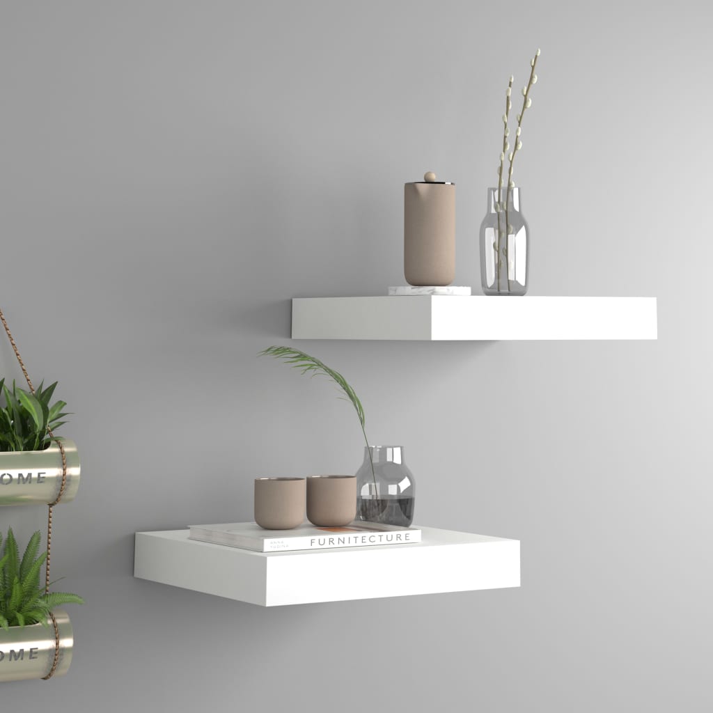 Berkfield Floating Wall Shelves 2 pcs White 23x23.5x3.8 cm MDF