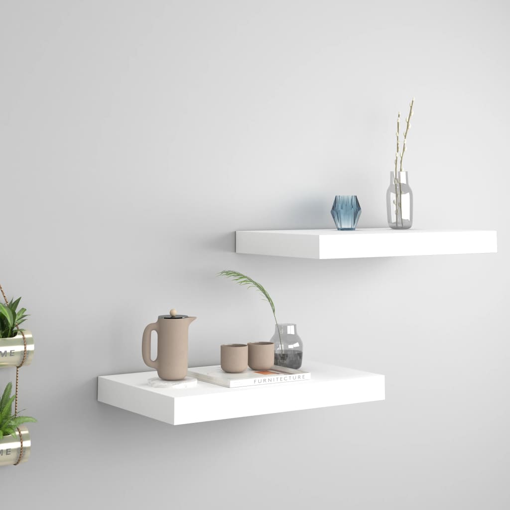 Berkfield Floating Wall Shelves 2 pcs White 40x23x3.8 cm MDF