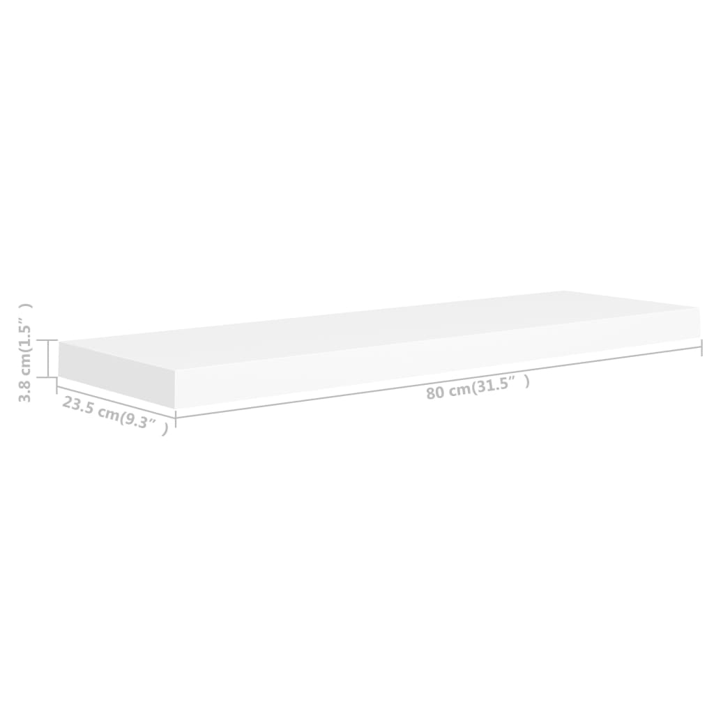 Berkfield Floating Wall Shelves 2 pcs White 80x23.5x3.8 cm MDF