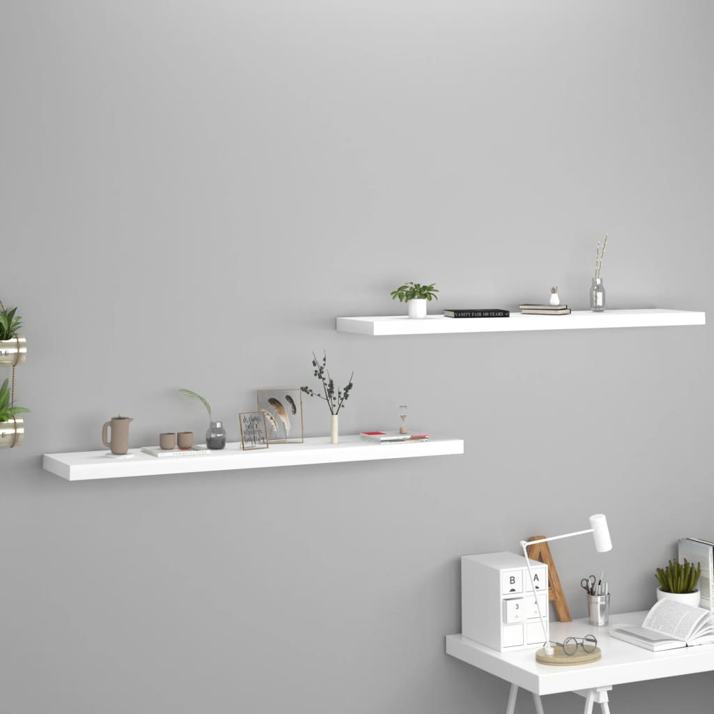 Berkfield Floating Wall Shelves 2 pcs White 120x23.5x3.8 cm MDF
