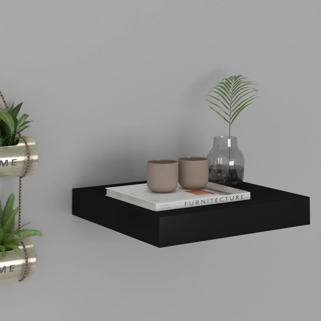 Berkfield Floating Wall Shelf Black 23x23.5x3.8 cm MDF