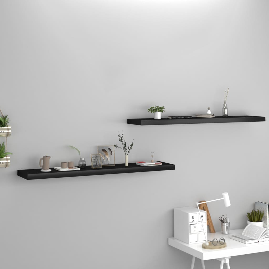 Berkfield Floating Wall Shelves 2 pcs Black 120x23.5x3.8 cm MDF