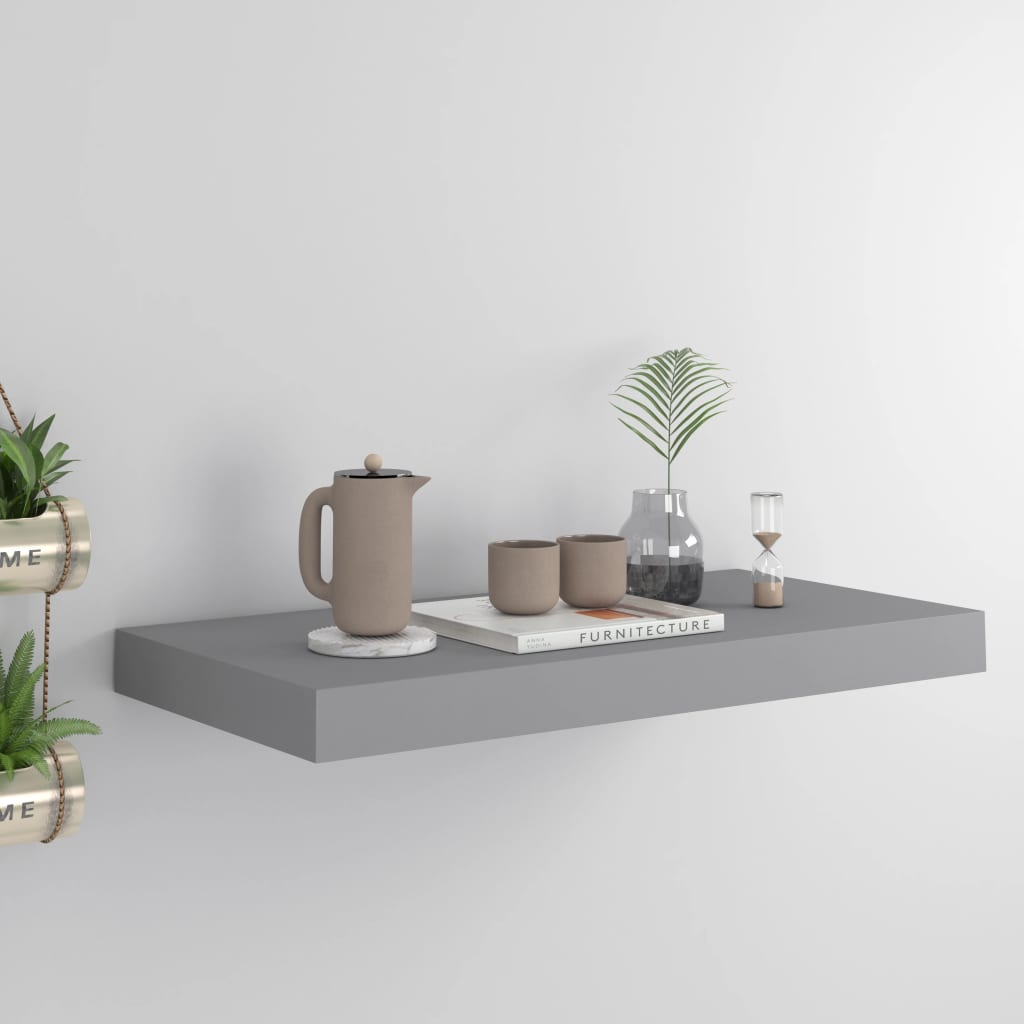 Berkfield Floating Wall Shelf Grey 50x23x3.8 cm MDF