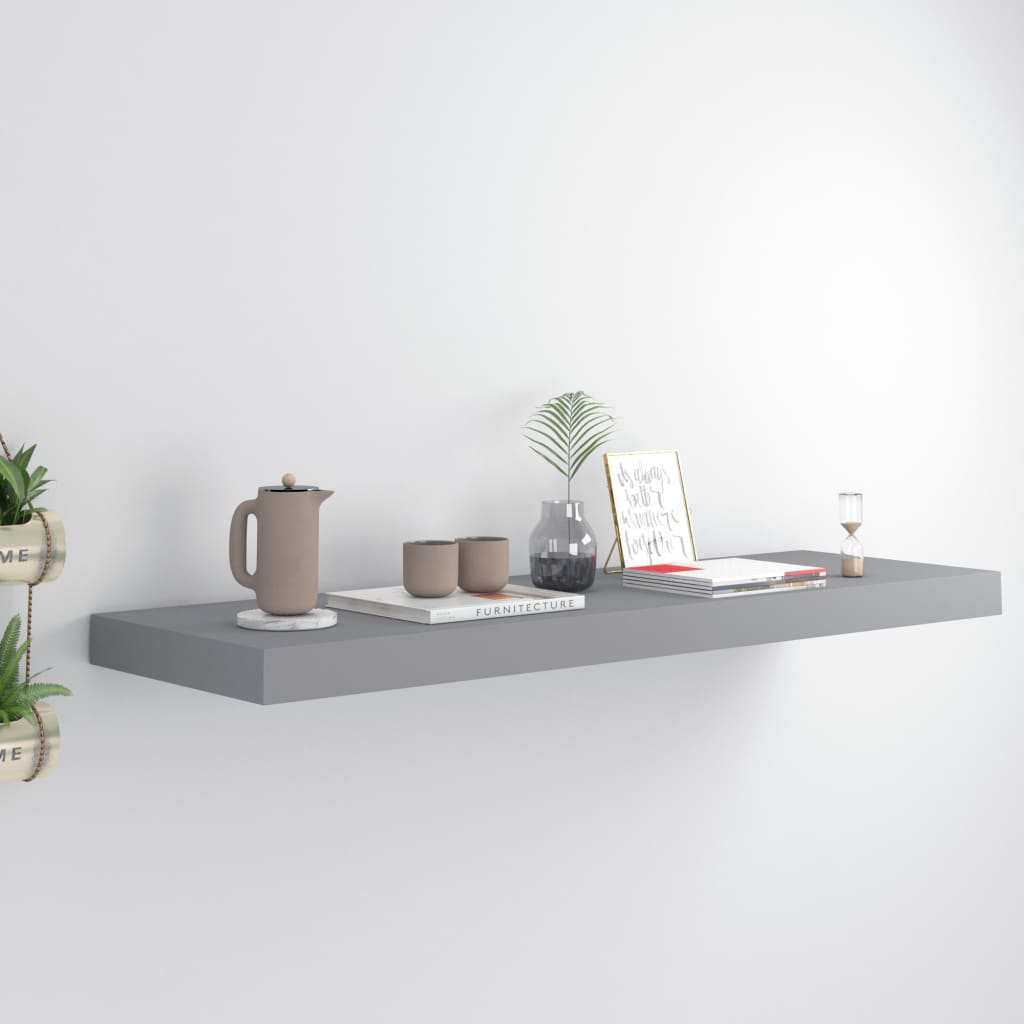 Berkfield Floating Wall Shelf Grey 80x23.5x3.8 cm MDF
