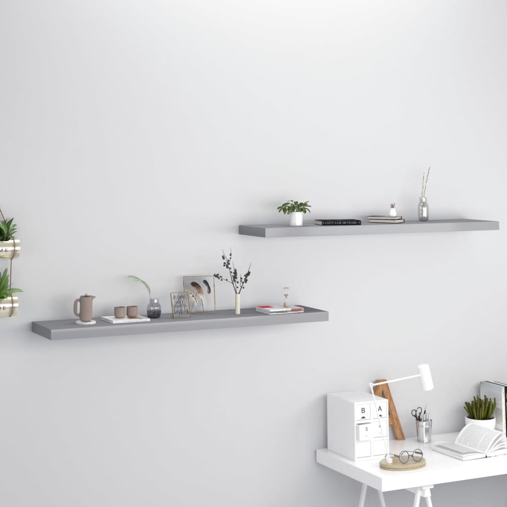 Berkfield Floating Wall Shelves 2 pcs Grey 120x23.5x3.8 cm MDF