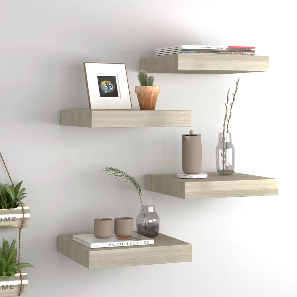 Berkfield Floating Wall Shelves 4 pcs Oak 23x23.5x3.8 cm MDF