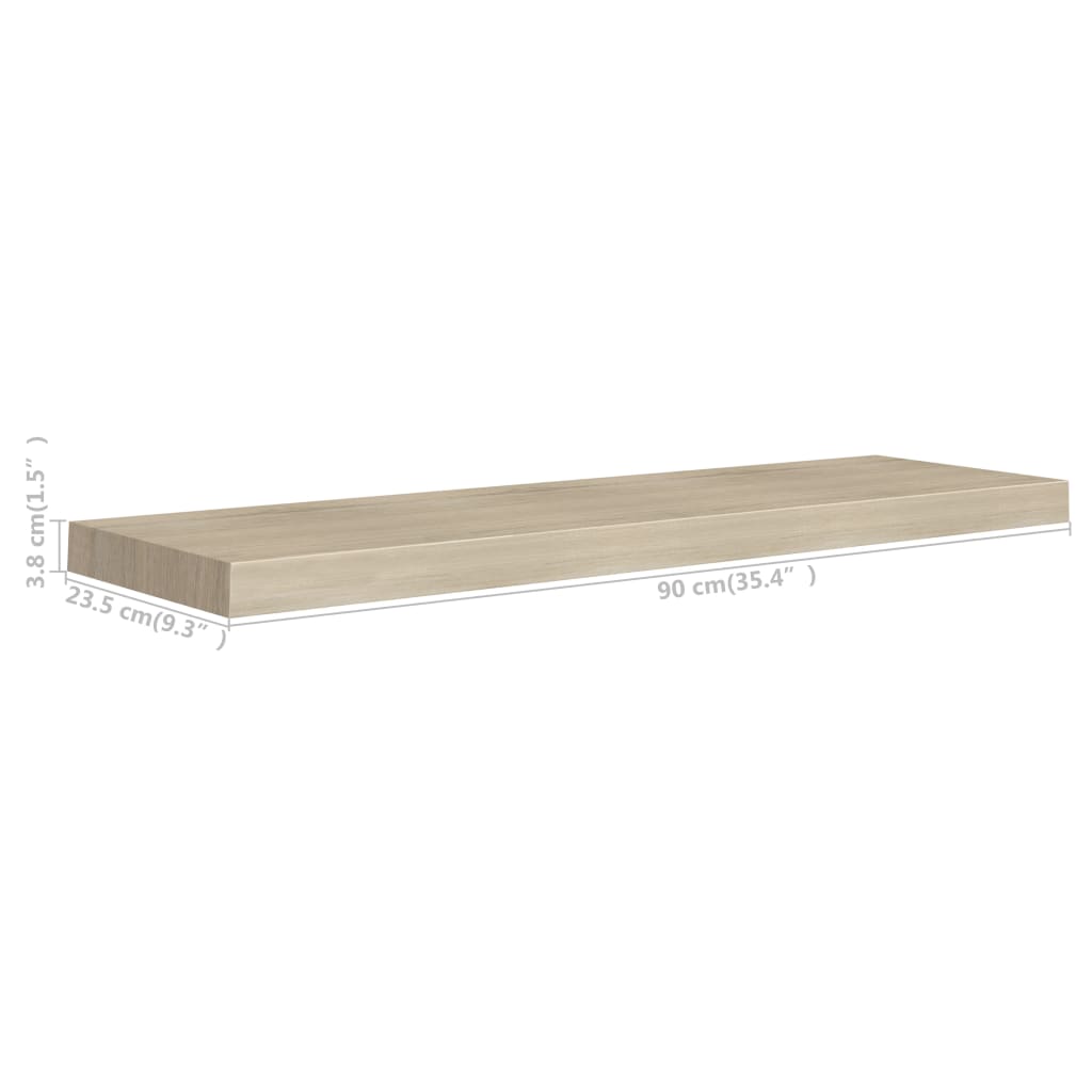 Berkfield Floating Wall Shelves 2 pcs Oak 90x23.5x3.8 cm MDF