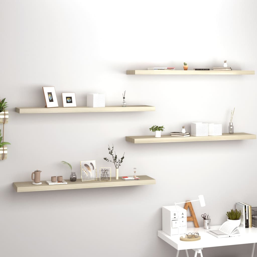 Berkfield Floating Wall Shelves 4 pcs Oak 120x23.5x3.8 cm MDF