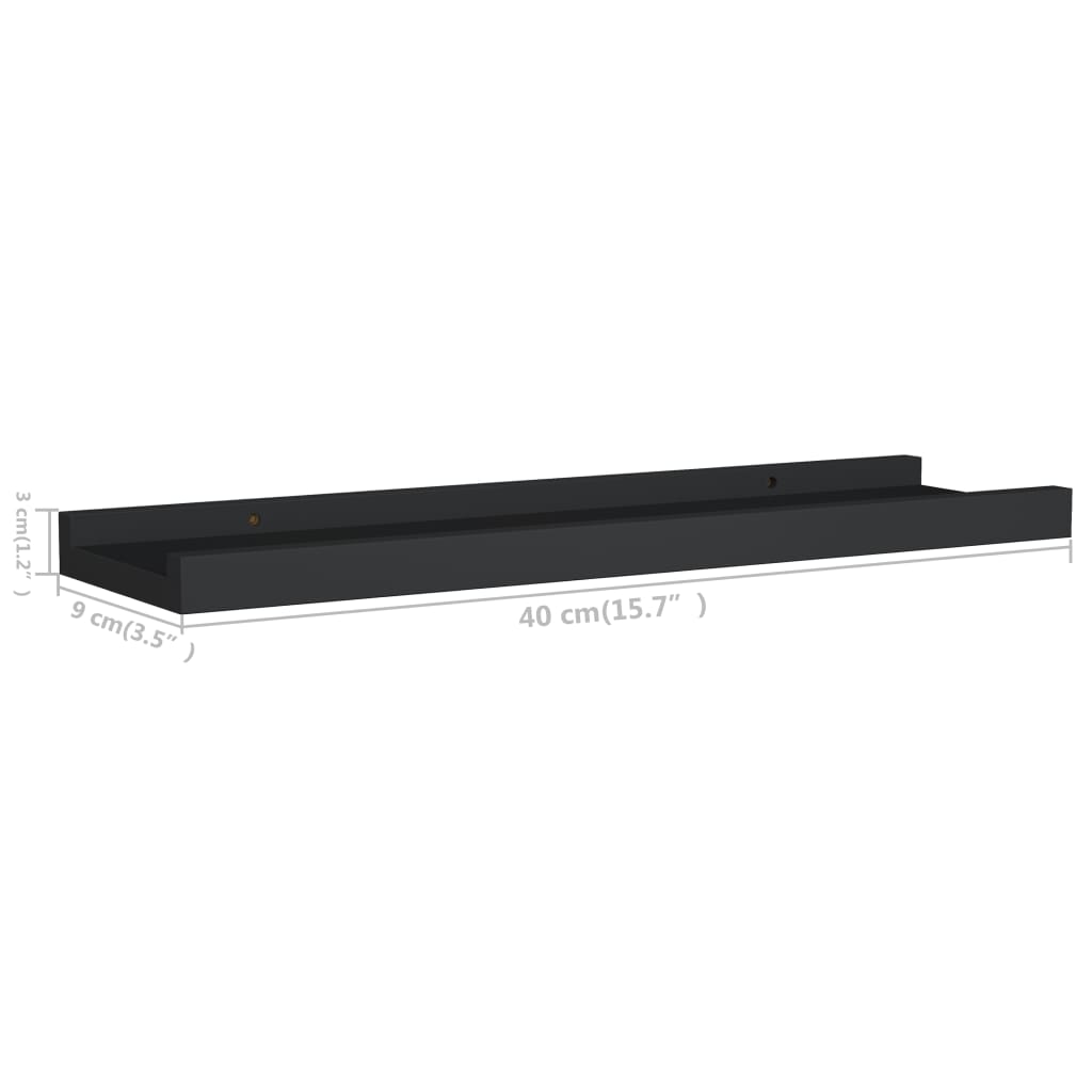 Berkfield Picture Frame Ledge Shelves 2 pcs Black 40x9x3 cm MDF