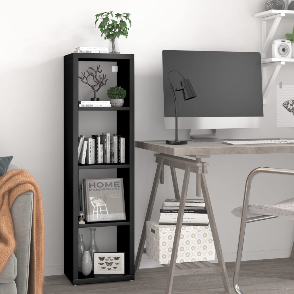 Berkfield Wall Cube Shelf Black 37x29.5x134.5 cm MDF