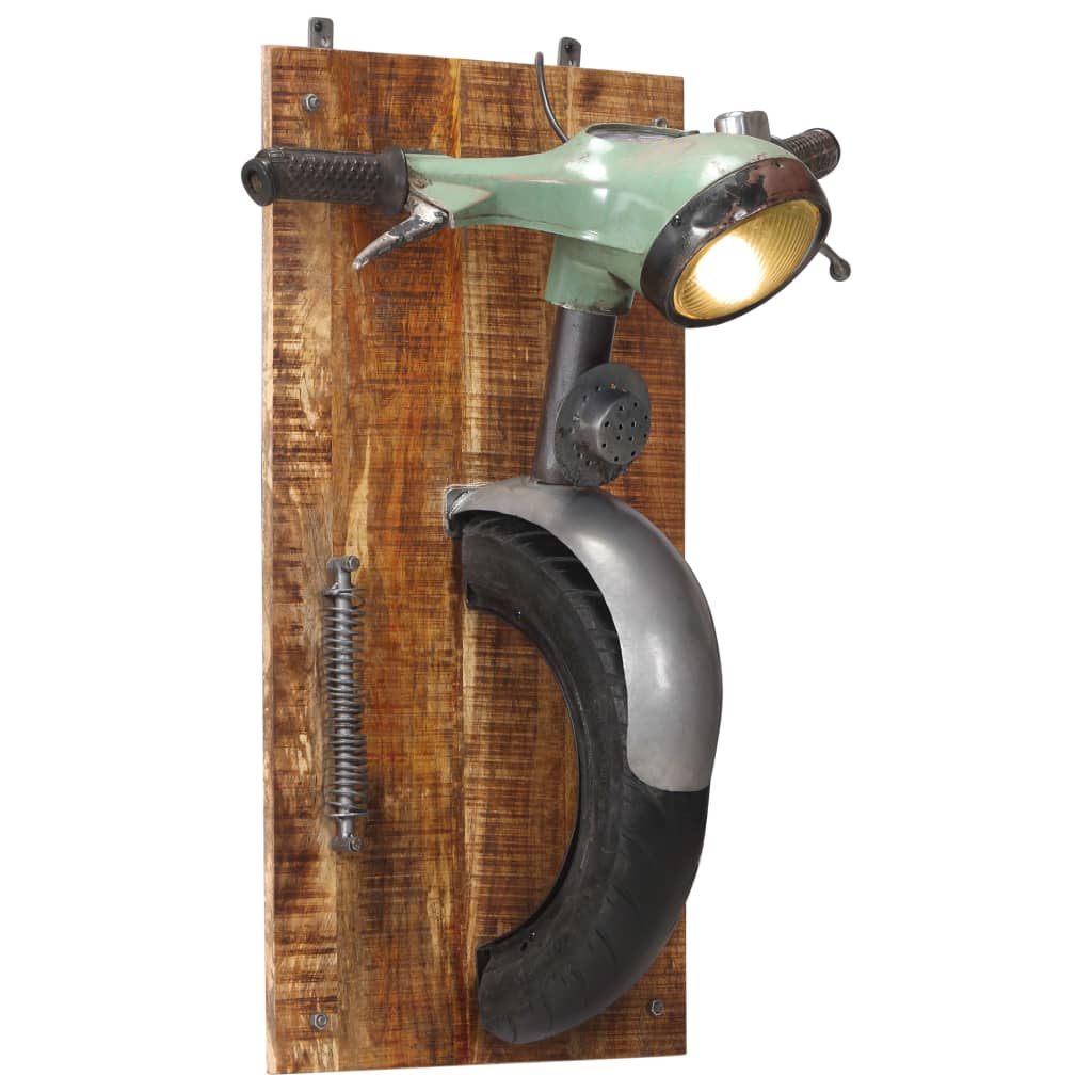 Berkfield Wall Lamp in Scooter Design Iron and Solid Mango Wood