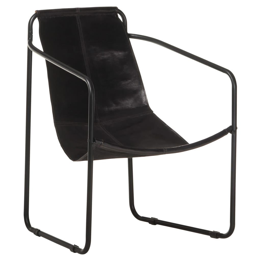 Berkfield Relaxing Armchair Black Real Leather