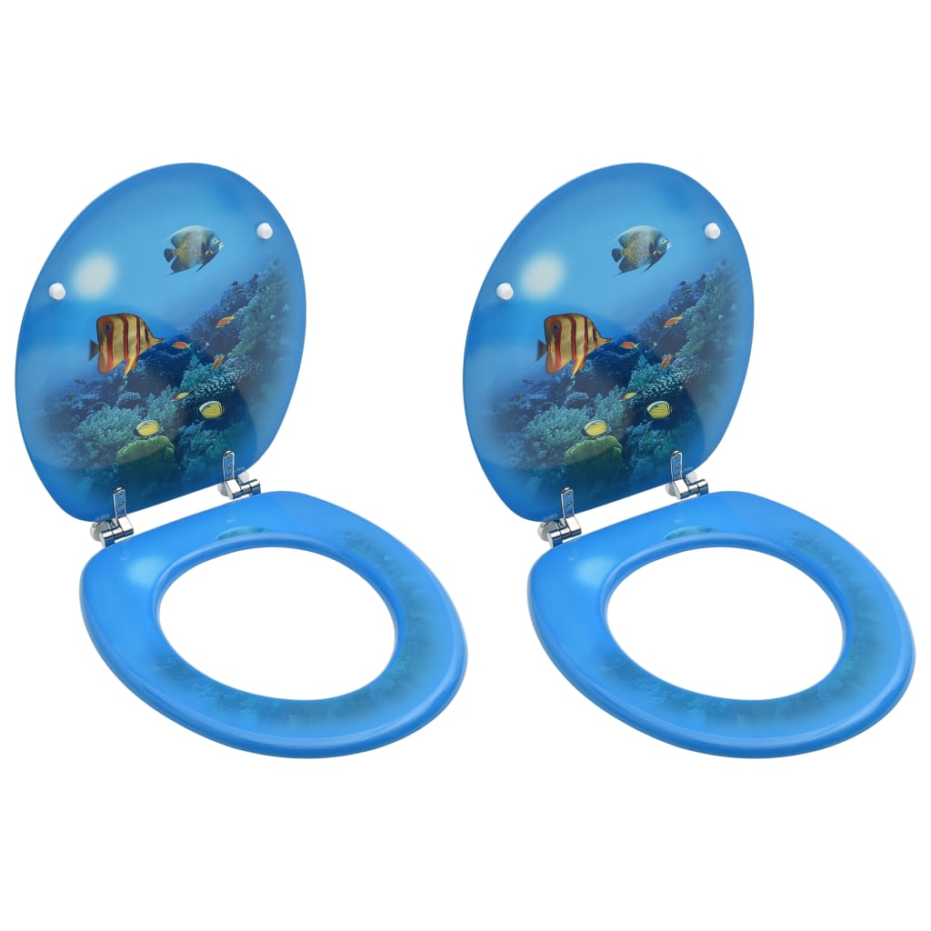 Berkfield WC Toilet Seats with Lid 2 pcs MDF Deep Sea Design