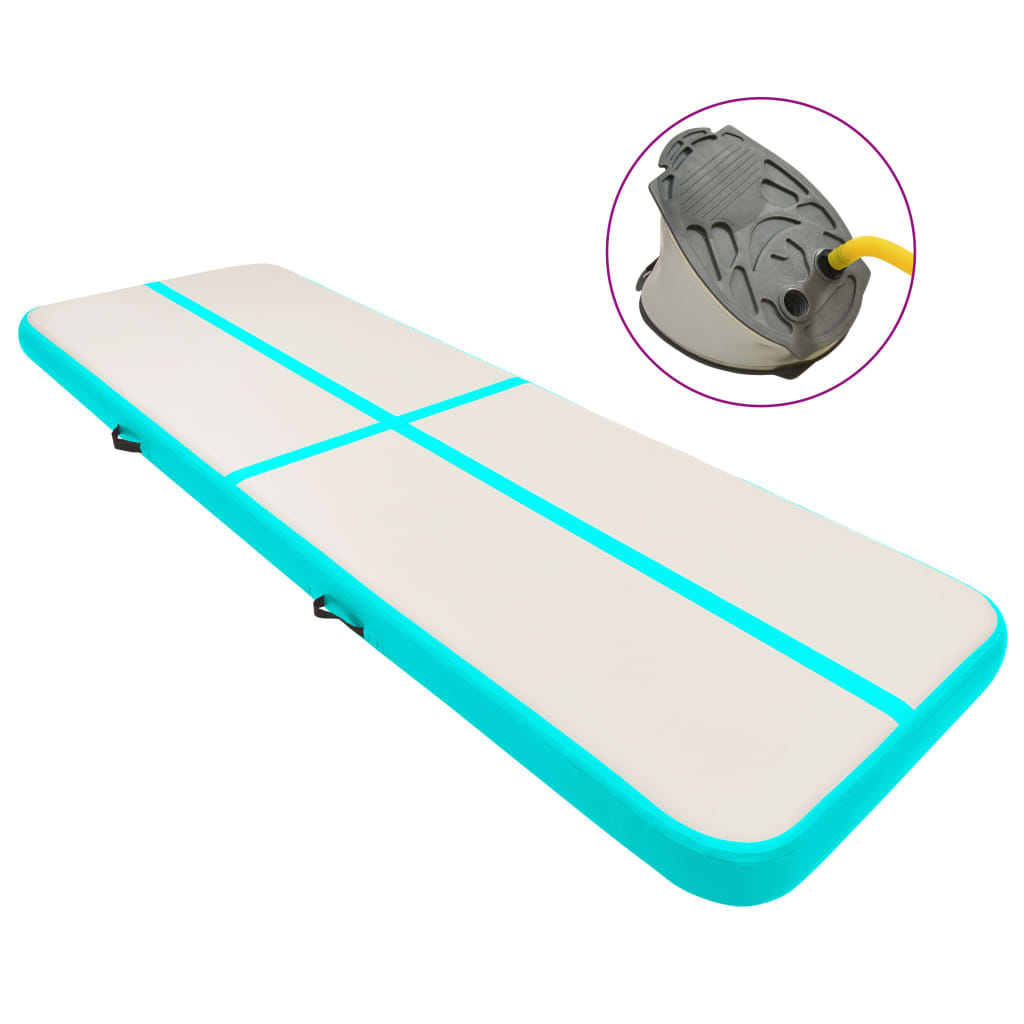 Berkfield Inflatable Gymnastics Mat with Pump 500x100x20 cm PVC Green